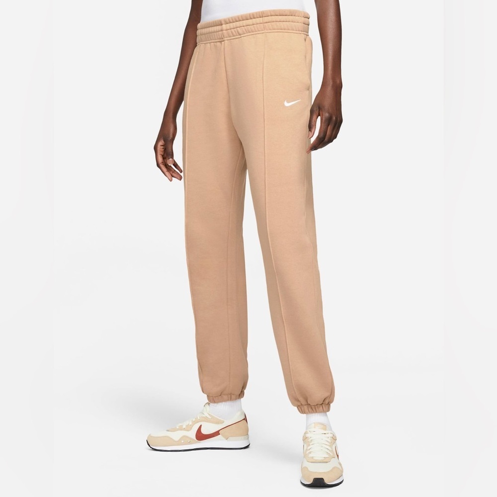 Nike Collection Fleece Loose-Fit Cuffed Sweatpants- Sand- Size XS